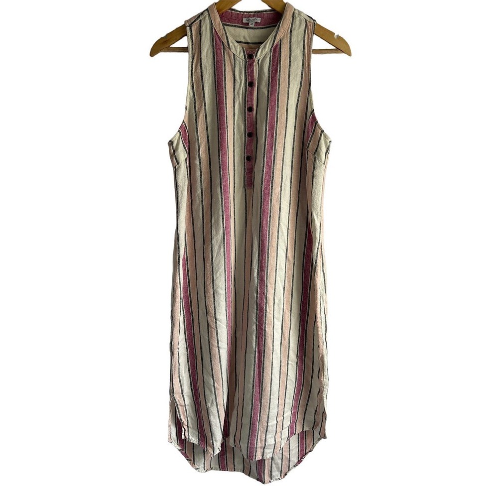 Splendid Women’s Size Medium Linen Blend Maxi Striped Tunic Dress‎
